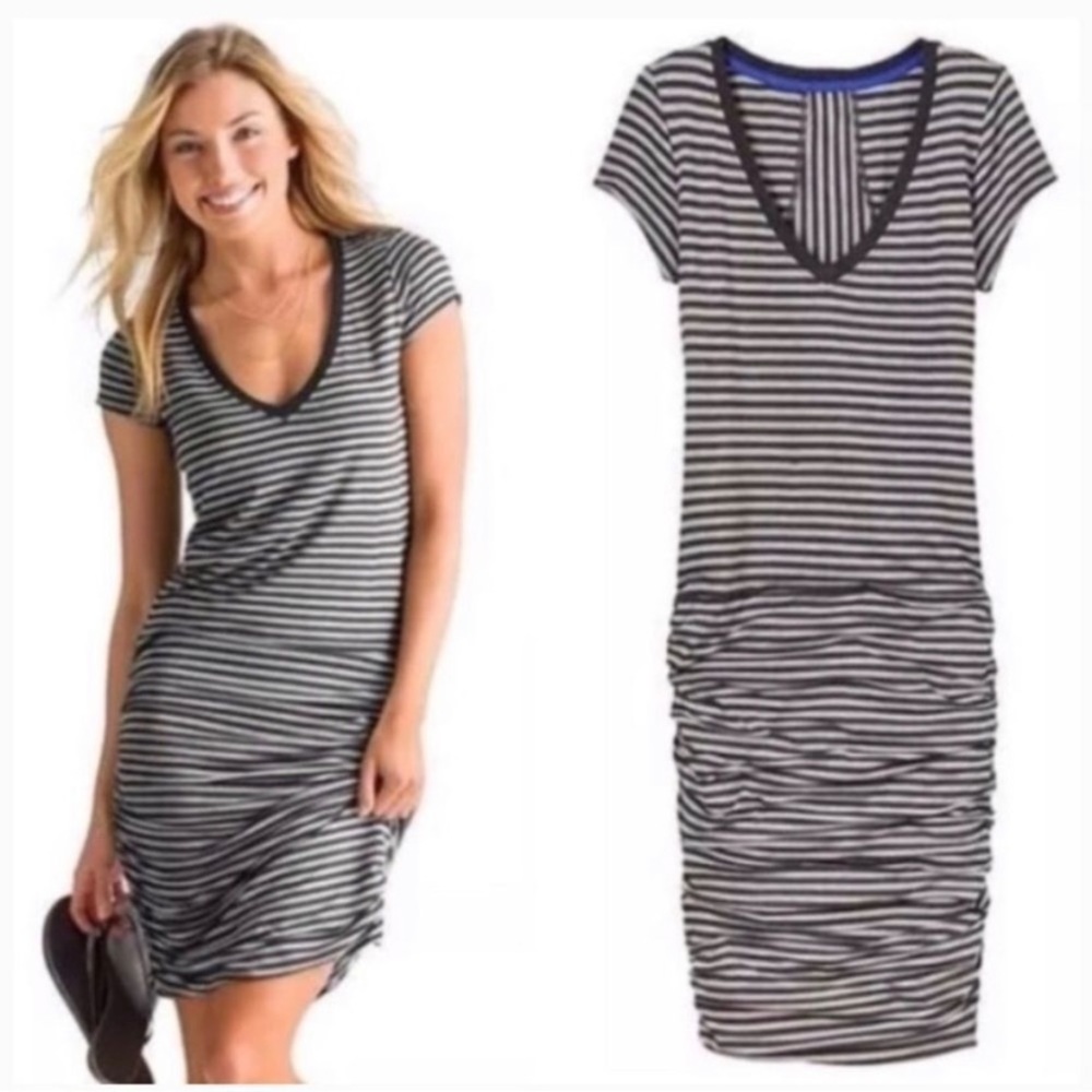 Athleta Topanga Dress In Grey And Black Stripe Size M… Gem